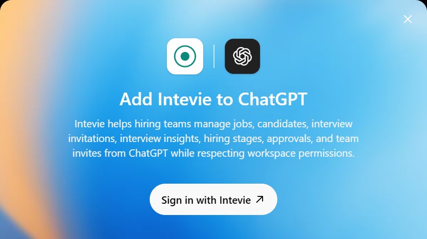 Add Intevie to ChatGPT sign-in screen.